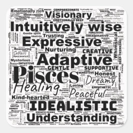 Vissen Word Cloud Zodiac Inspiratie Vierkante Sticker