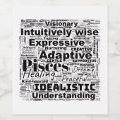 Vissen Word Cloud Zodiac Inspiratie Wijnlabels Wijn Etiket (Enkel label)