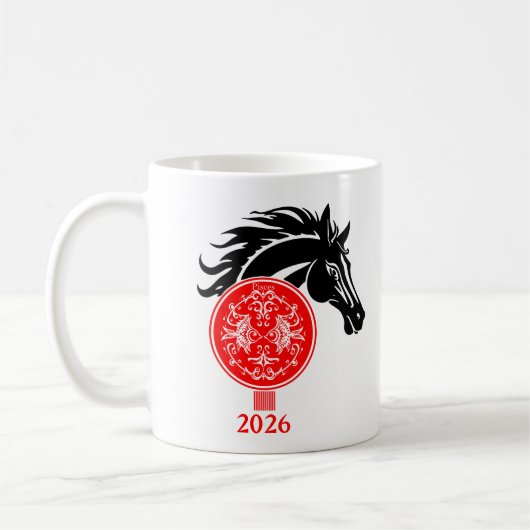 Vissen x Aangepast Jaar van het Paard 2026 Koffiemok (Links)
