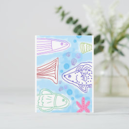 Vissen zee kunst briefkaart