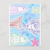 Vissen zee kunst briefkaart (Voorkant)