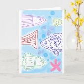 Vissen zee kunst kaart (Gele Bloem)