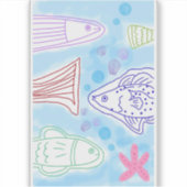 Vissen zee kunst sticker (Voorkant)