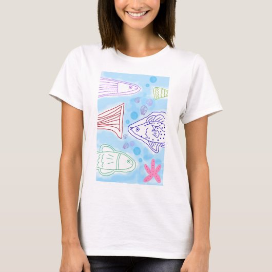 Vissen zee kunst t-shirt (Voorkant)