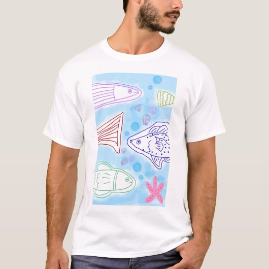 Vissen zee kunst t-shirt (Voorkant)