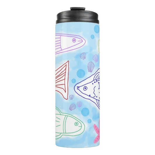 Vissen zee kunst thermosbeker (Voorkant)
