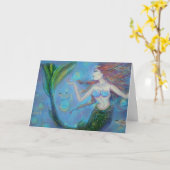 Vissen Zeemeermin Verjaardag Wenskaart Kaart (Gele Bloem)