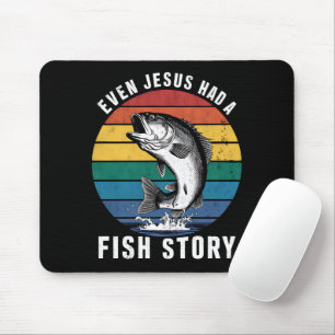 Vissen Zelfs Jesus had Fish Story Bass Fish Funny Muismat