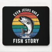 Vissen Zelfs Jesus had Fish Story Bass Fish Funny Muismat (Voorkant)
