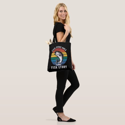 Vissen Zelfs Jesus had Fish Story Bass Fish Funny Tote Bag (Op model)