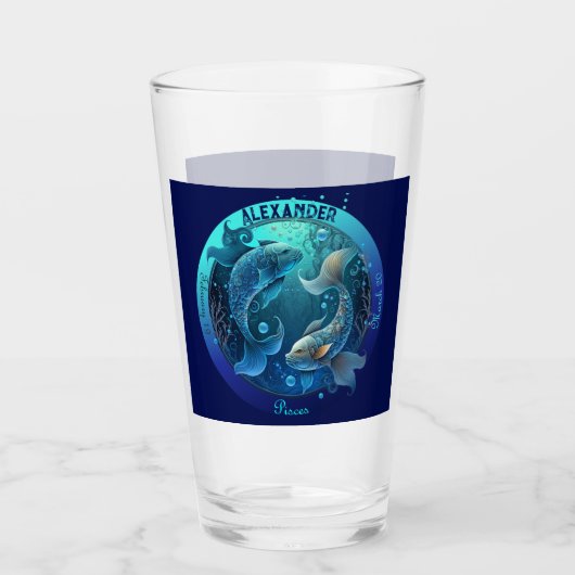 Vissen Zodiac Aanpasbare Bier Glas (Voorkant)