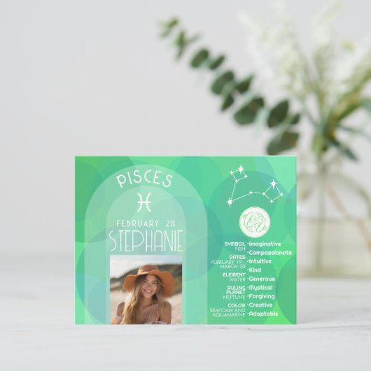 Vissen Zodiac Astrologie Foto Aangepaste geboorted Briefkaart (Staand voorkant)