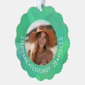 Vissen Zodiac Astrologie Foto Aangepaste geboorted Ornament Kaart (Links)