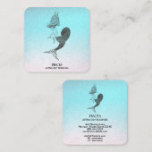 ** VISSEN Zodiac Astrologie Lezen Aqua Glitter Vierkante Visitekaartje (Voorkant / Achterkant)