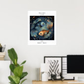 Vissen Zodiac Astrologie Naam & Verjaardag Poster (Thuiskantoor)