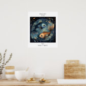 Vissen Zodiac Astrologie Naam & Verjaardag Poster (Keuken)