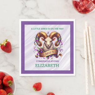 Vissen Zodiac Baby Shower Lavendel en Groen Servet