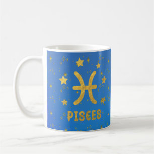 Vissen Zodiac Blauw en Goud Astrologie Mok