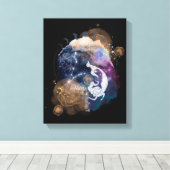 Vissen Zodiac bloem muur kunst voor verjaardagscad Canvas Afdruk (Insitu (Houten vloer))