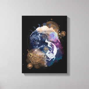 Vissen Zodiac bloem muur kunst voor verjaardagscad Canvas Afdruk