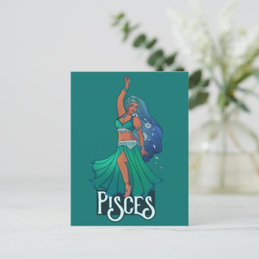 Vissen Zodiac buikdanseres Kunst Astrologie Godin Briefkaart (Staand voorkant)