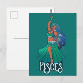 Vissen Zodiac buikdanseres Kunst Astrologie Godin Briefkaart (Voorkant / Achterkant)