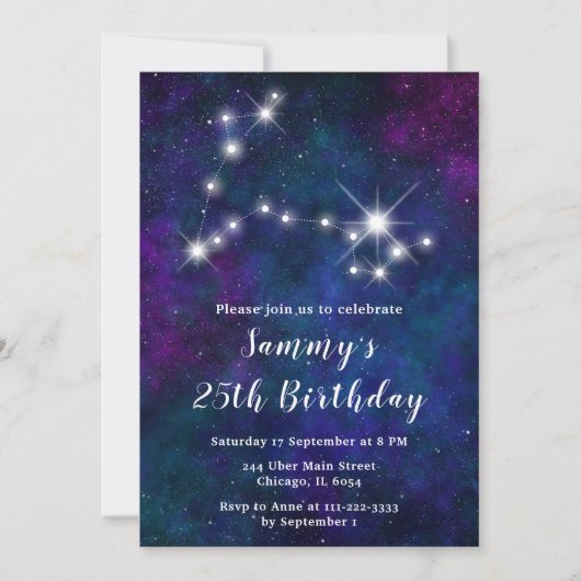 Vissen Zodiac Constellation Verjaardagsfeest Kaart (Voorkant)