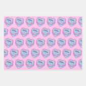 Vissen Zodiac Coquette Hart Verjaardagstaart Inpakpapier Vel (Voorkant)