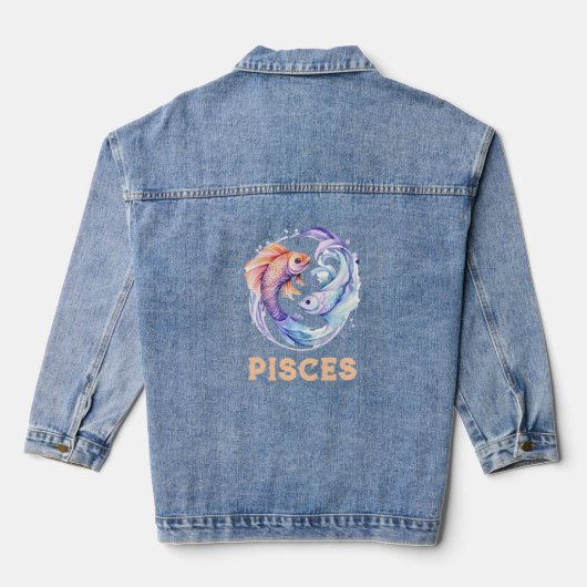 Vissen Zodiac Denim jas voor dames Denim Jacket (Achterkant)