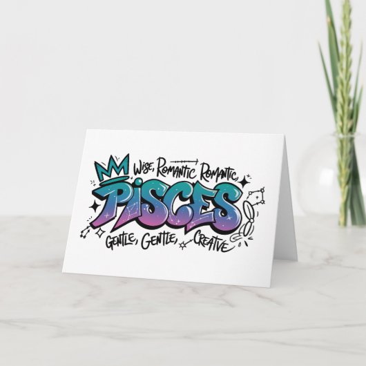 Vissen Zodiac Graffiti  Kaart (Voorkant)
