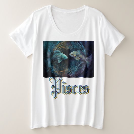 Vissen Zodiac Grote Maat T-shirt (Design voorkant)