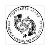 Vissen Zodiac Hand-getrokken Vissen | Retouradres Rubberstempel (Afrduk)