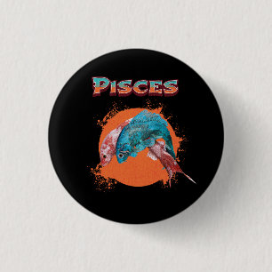 Vissen Zodiac Horoscoop Water Astrologie Teken Ronde Button 3,2 Cm