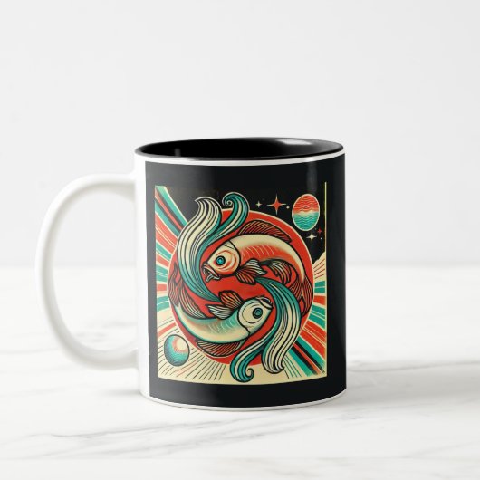 Vissen Zodiac Koffie Mok Retro Design (Links)