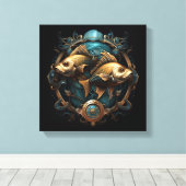 Vissen Zodiac Kunst Canvas Afdruk (Insitu (Houten vloer))