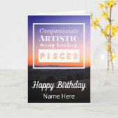 Vissen Zodiac Leuke Kenmerken Verjaardag Kaart (Gele Bloem)