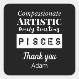 Vissen Zodiac Leuke Kenmerken Verjaardag Vierkante Sticker
