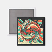 Vissen Zodiac Magnet Retro Design (Voorkant / Achterkant)