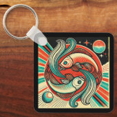 Vissen Zodiac Metal Sleutelhanger Retro Design (Voorkant)