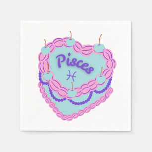 Vissen Zodiac Pastel Hart Verjaardagstaart Servet