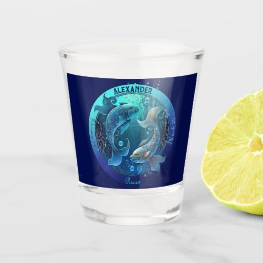 Vissen Zodiac Shot Glas (Voorkant)
