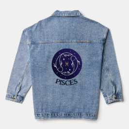 Vissen Zodiac Sign Design Denim Jas Jacket