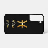 Vissen Zodiac Sign, Zwart & Goud Samsung Galaxy Hoesje (Achterkant horizontaal)