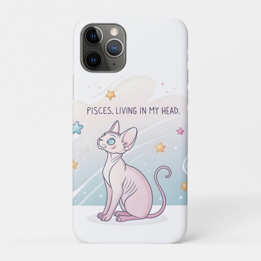Vissen Zodiac Sphynx Kat Levende Hoofd Kunst Case-Mate iPhone Case (Achterkant)