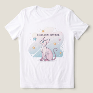 Vissen Zodiac Sphynx Kat Levende Hoofd Kunst Tri-Blend Shirt
