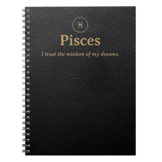 Vissen Zodiac Spiral Notebook - Nep Leer Uiterlijk Notitieboek