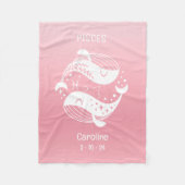 Vissen Zodiac Sternaam Geboorte Datum Roze Baby Fleece Deken (Voorkant)
