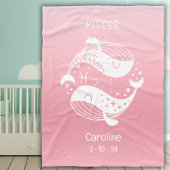 Vissen Zodiac Sternaam Geboorte Datum Roze Baby Fleece Deken
