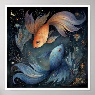 Vissen Zodiac Sterrenbeeld Astrologie Celestiaal Poster