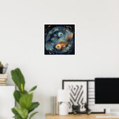 Vissen Zodiac Sterrenbeeld Astrologie Hemels Poster (Thuiskantoor)